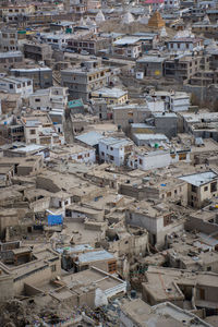 High angle view of buildings in city