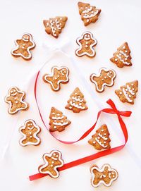High angle view of cookies on table