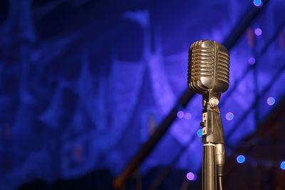 Close-up of illuminated lighting equipment