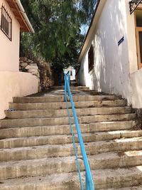 Low angle view of staircase by building