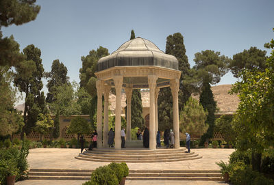 Gazebo in temple against clear sky