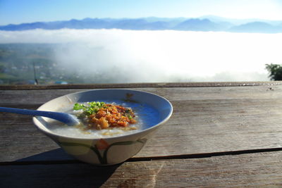 Close-up of food in bowl on table