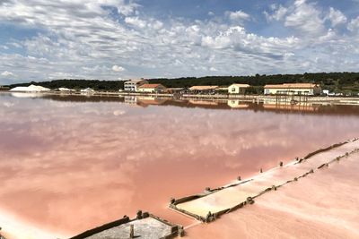 Scenic view of lake against sky