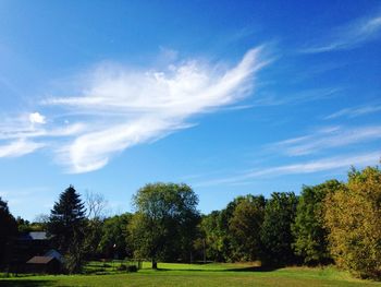 Scenic view of grassy field against cloudy sky