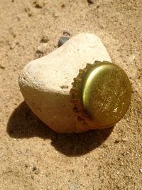 High angle view of sand on beach