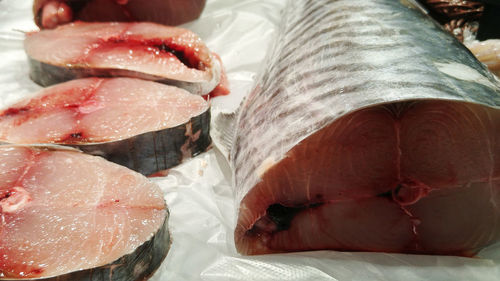 Close-up of fish for sale in market