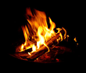 Close-up of bonfire at night