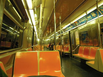 Interior of illuminated train