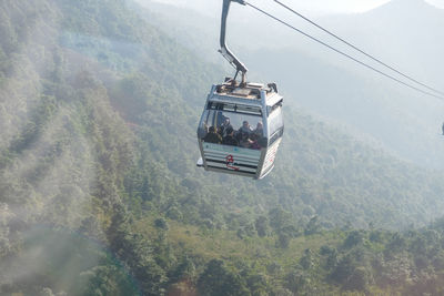 Overhead cable car over mountains