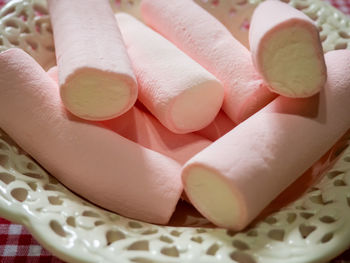 High angle view of dessert on table