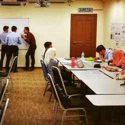 People working on table