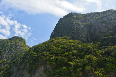 Scenic view of mountains against cloudy sky