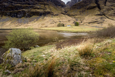 Scenic view of lake and mountains