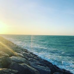 Scenic view of sea against clear sky