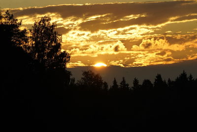 Silhouette trees against sky during sunset