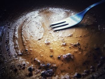 High angle view of cake in plate