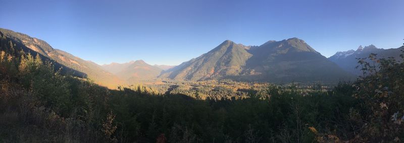 Scenic view of mountains against clear sky