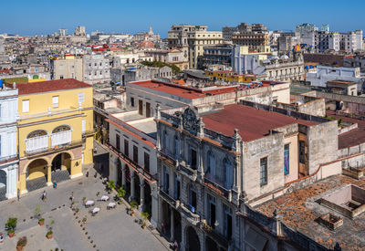 View of residential district against sky