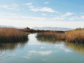 Scenic view of lake against sky