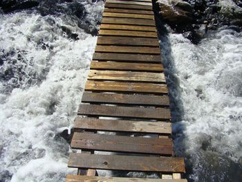 High angle view of staircase in sea