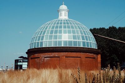 View of building against clear blue sky