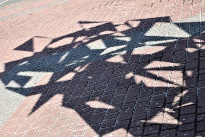 Shadow of text on footpath