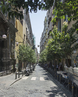 Narrow alley along buildings