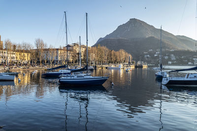 The long lake of lecco at sunset