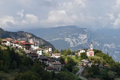 High angle view of townscape against sky