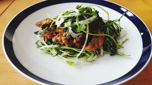 High angle view of meal served in plate