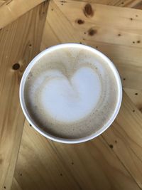 High angle view of coffee on table