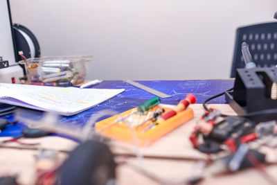 Close-up of computer keyboard on table