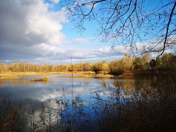 Scenic view of lake against sky