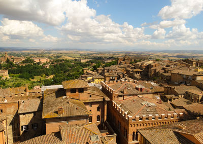 High angle view of cityscape against sky