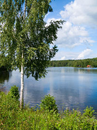 Scenic view of lake against sky