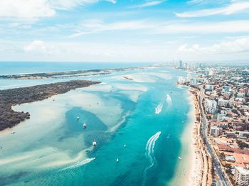 High angle view of sea against sky