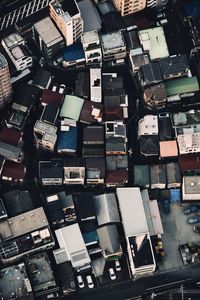 Full frame shot of building in tokyo city from skytree 