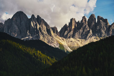 Panoramic view of rocky mountains against sky