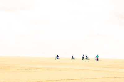 People on beach against sky