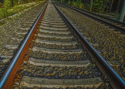 High angle view of railroad tracks