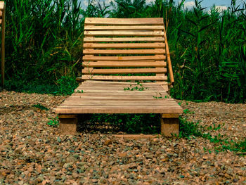 Wooden seat in park
