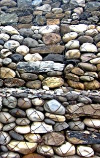 Full frame of pebbles on rocks