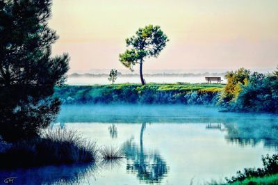 Scenic view of lake against sky