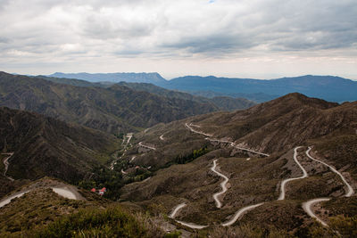 Beautiful road at villavicencio mendoza argentina in the middle of andes mountain range