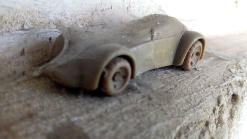 High angle view of toy car on land