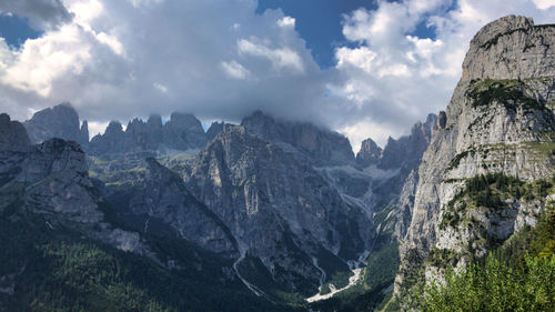 Panoramic view of landscape and mountains against sky