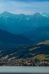Scenic view of mountains against sky