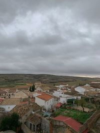 High angle view of townscape against sky