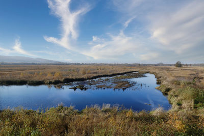 Scenic view of lake against sky