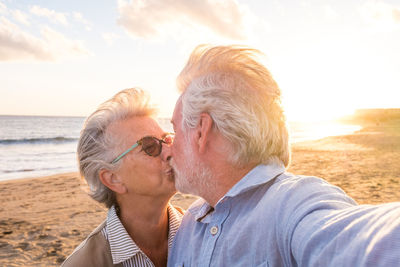 Portrait of couple on beach